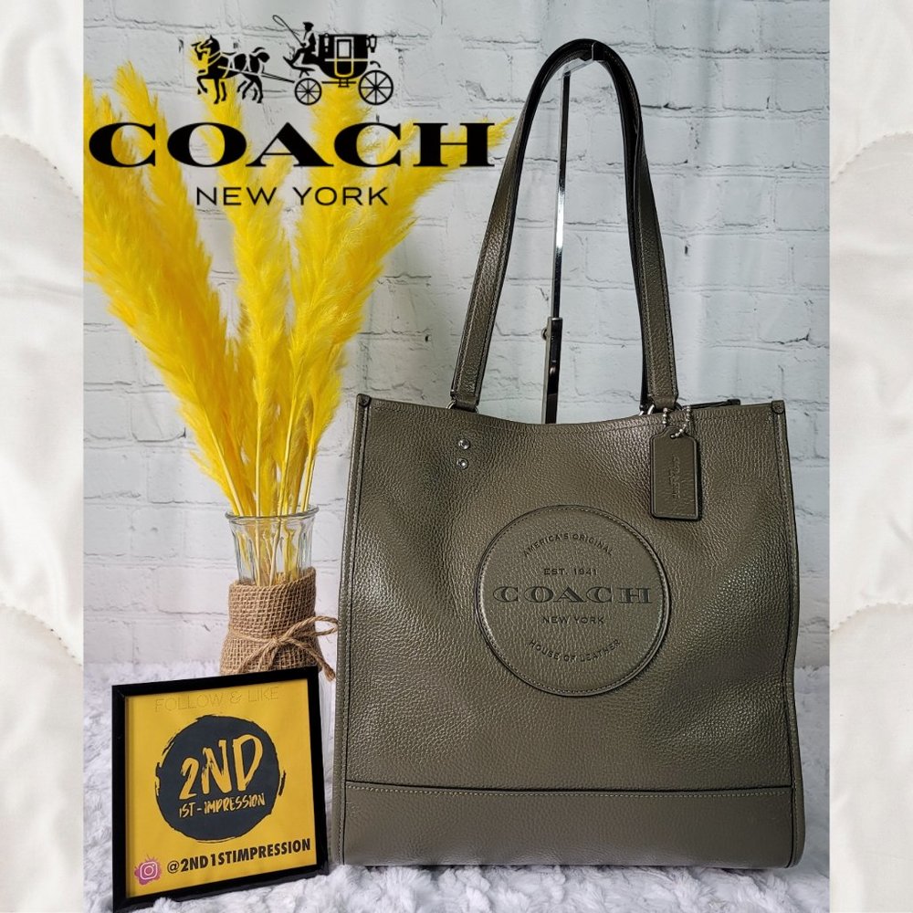 Coach Dempsey Olive Green Pebble Leather Tote - PRICE FIRM